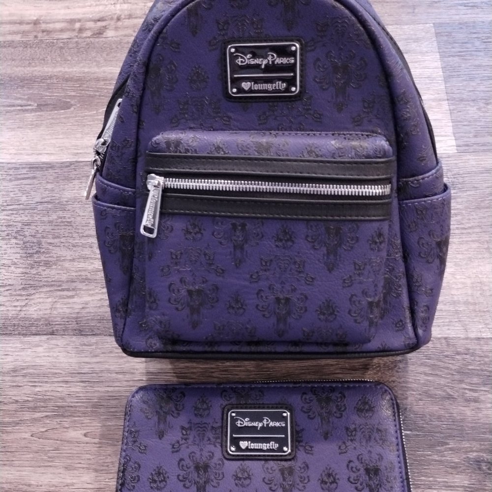 Ultra Rare Disney Parks x Loungefly Original Haunted Mansion Backpack & Wallet